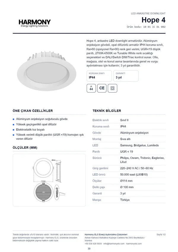 Ürün sayfası (datasheet)
